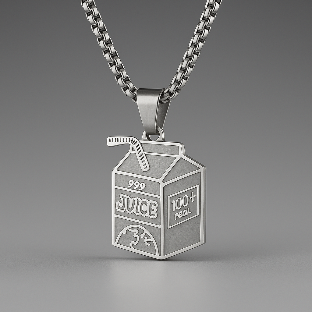 “999” Juice Box Pendant Necklace